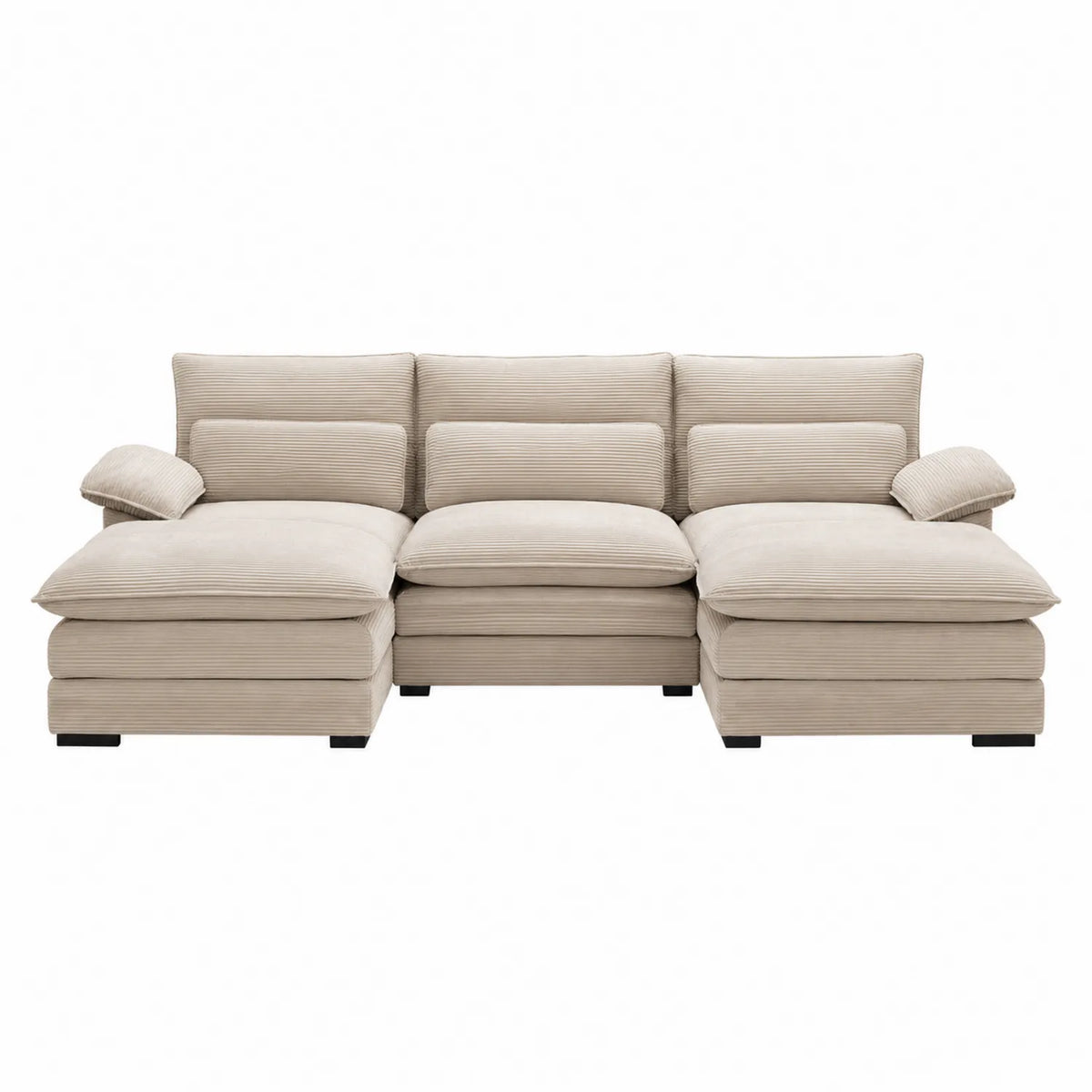Ecksofa Set Cord Beige 300x100x85 cm