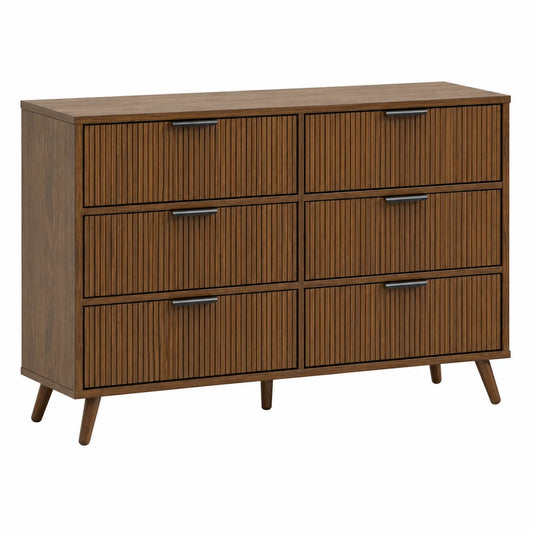 Massivholz-Kommode Braun mit 6 Schubladen
