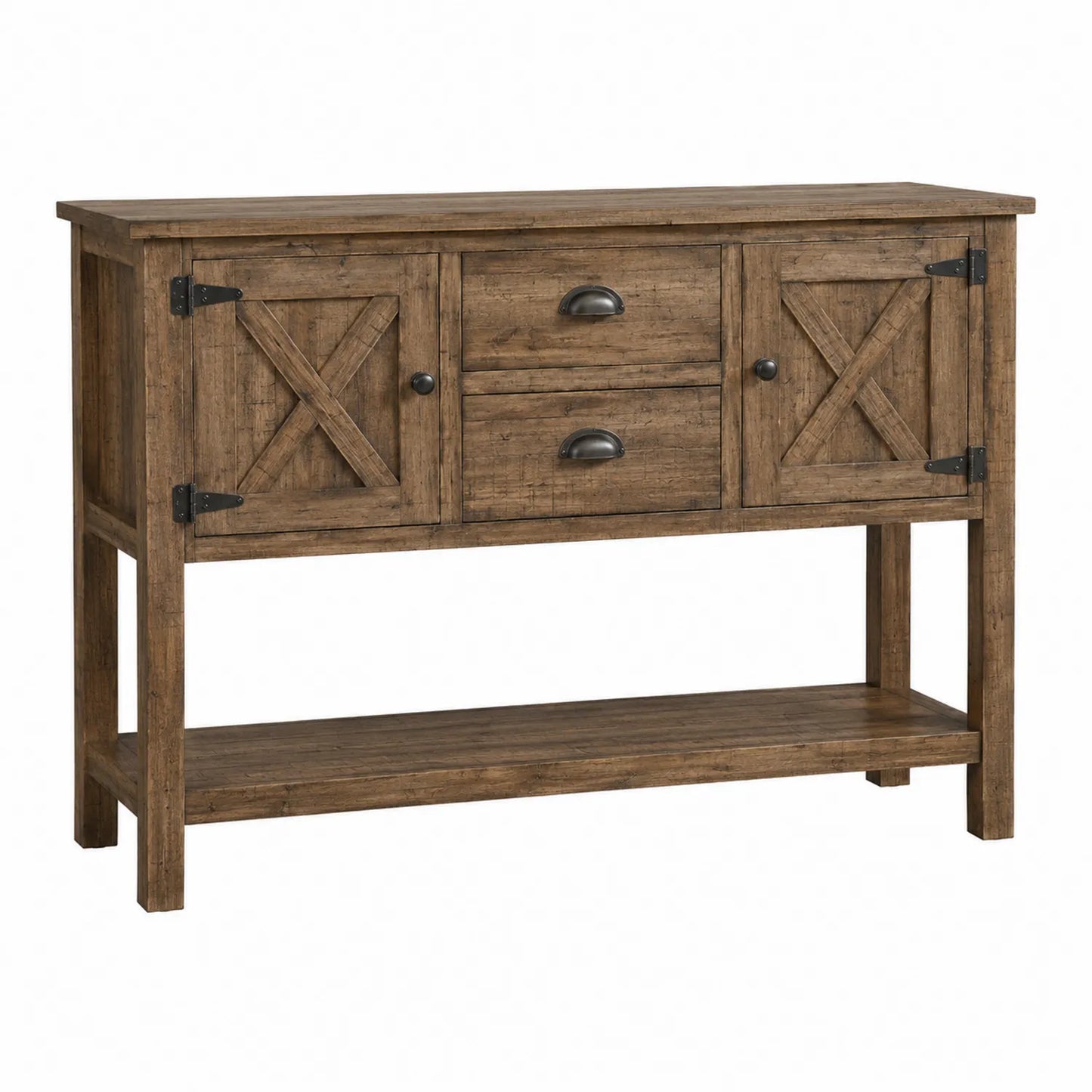 Sideboard aus Kiefernholz Braun mit 2 Türen und 2 Schubladen