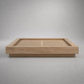 Letto matrimoniale a piattaforma in rovere massello marrone chiaro con rete a doghe, per materasso 160 x 200 cm, dimensioni 196 x 236 x 32 cm