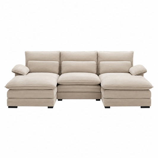 Ecksofa Set Cord Beige 300x100x85 cm