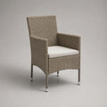 Sedia da giardino con braccioli in polyrattan PE tortora e cuscino crema, 58 x 60 x 88 cm