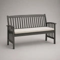Panca da giardino da esterno a 3 posti in legno grigio antracite con cuscino crema, 150 x 62 x 90 cm