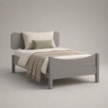 Letto singolo 90 x 200 cm in legno grigio con testiera, pediera e rete a doghe, 208 x 98 x 95 cm