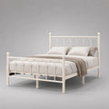Letto matrimoniale in acciaio bianco per materasso 140 x 200 cm, dimensioni 209 x 147 x 110 cm, con testiera e pediera