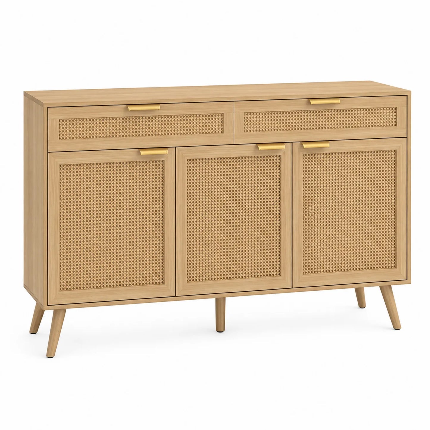 Sideboard aus Eichenholz mit Rattan in Natur 150x80x40cm