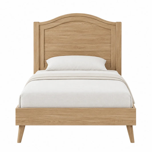 Einzelbett aus Holz mit Kopfteil, 200x90 cm, Natur