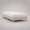 Letto matrimoniale imbottito senza testiera 168 x 208 x 35 cm, superficie 160 x 200 cm, in poliestere beige con rete a doghe