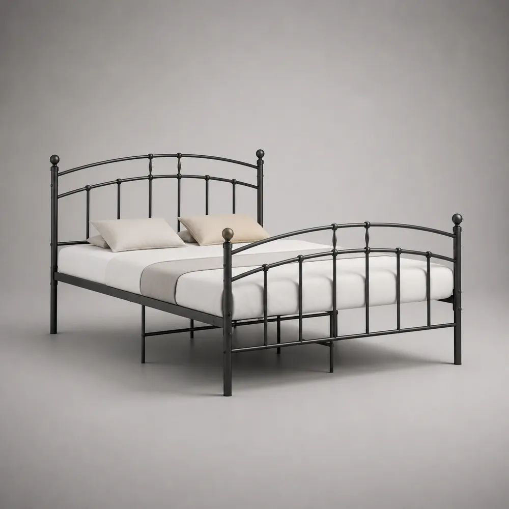 Struttura letto matrimoniale 160 x 200 cm in acciaio nero con testiera e pediera