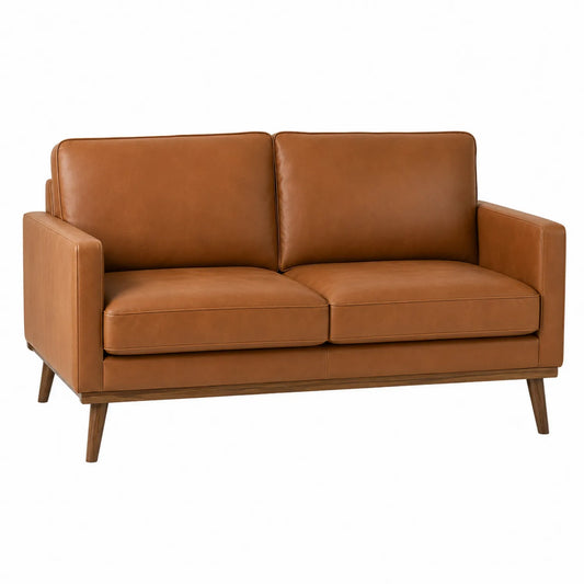 Zweisitzer Sofa in Braunem Leder