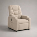 Poltrona reclinabile manuale beige con schienale alto e poggiapiedi, rivestimento in poliestere, 93 x 94 x 105 cm