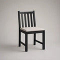 Sedia da giardino in legno massello di acacia nero con cuscino crema, 45 x 52 x 90 cm