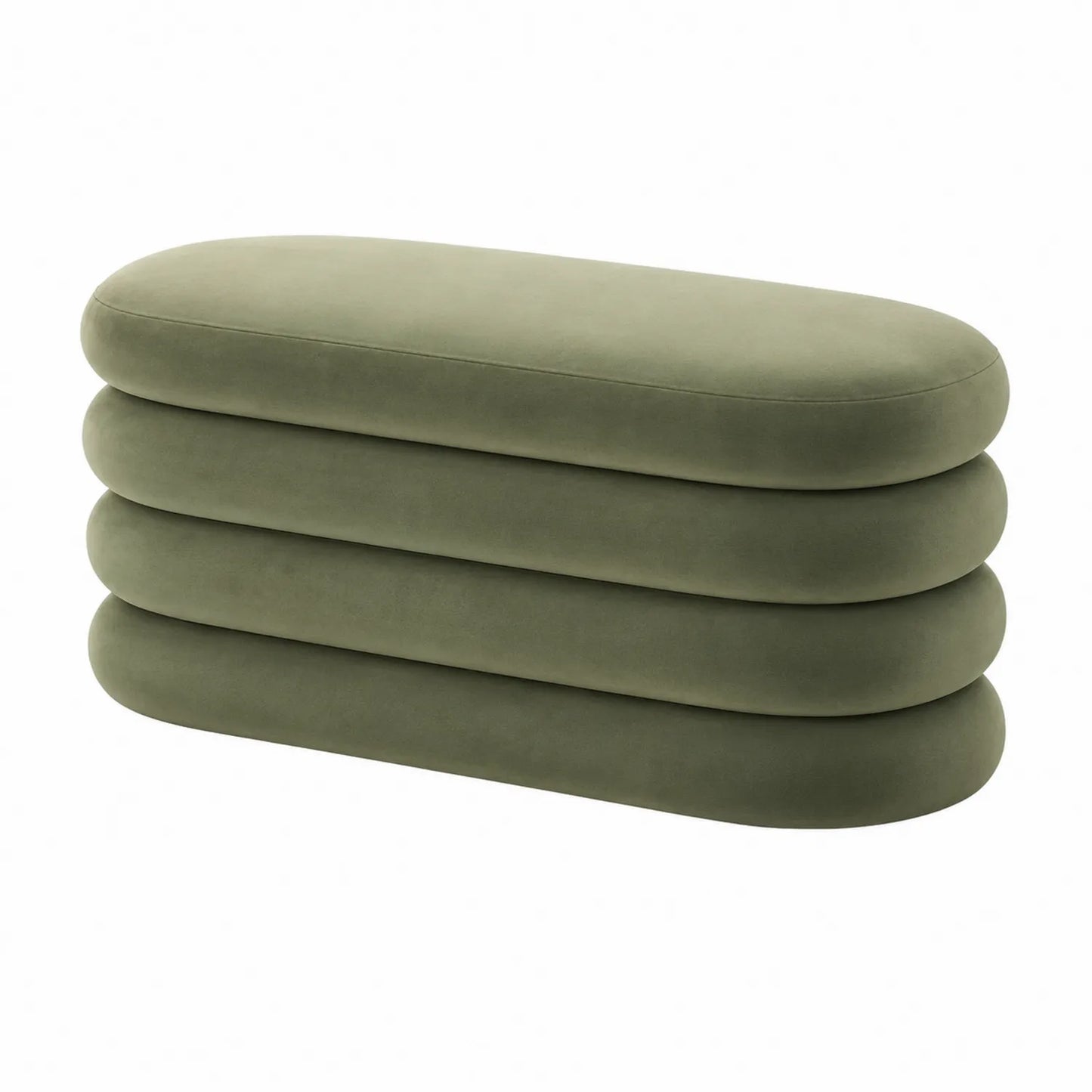 Polsterbank Samt Olivgrün Oval 120cm