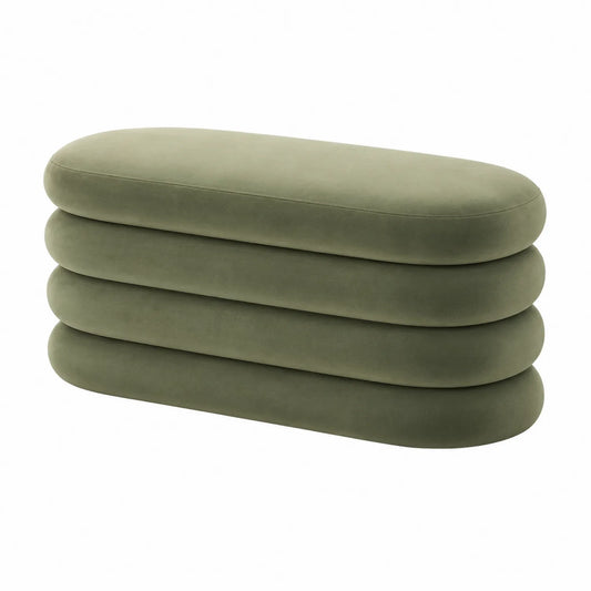 Polsterbank Samt Olivgrün Oval 120cm