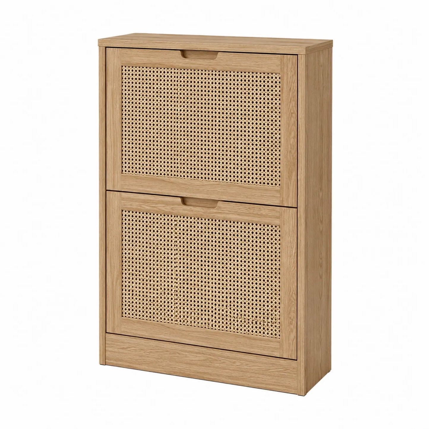 Schuhschrank Eiche mit Rattangeflecht 90x60x24 cm