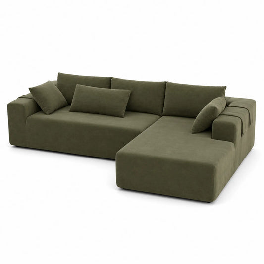 Ecksofa mit Ottomane Mikrofaser Grün